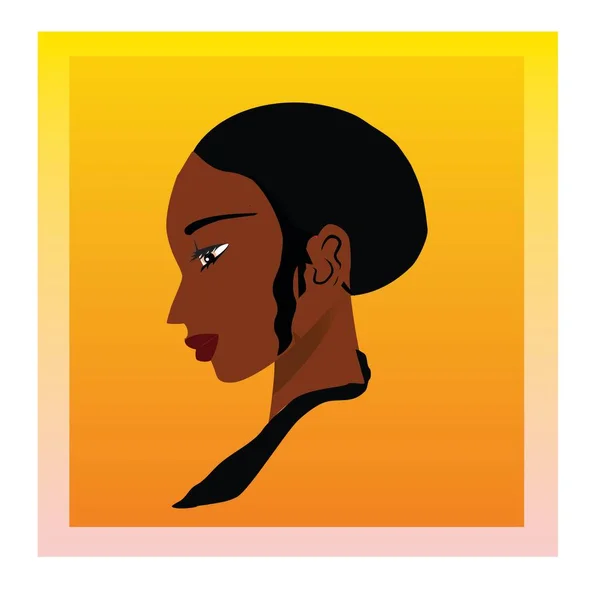 Profile Portrait Beautiful African American Girl Female Portrait Black Beauty — Stock Vector