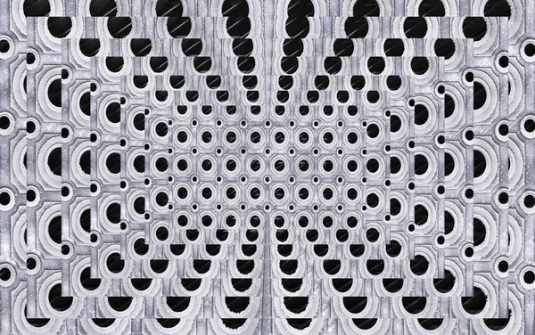 Abstrakter Hintergrund Kreisförmiger Metallgitter Fraktaler Form Fraktale Hintergründe Darstellung — Stockfoto
