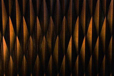 Eşkenar şekilli bakır renkli çelik levhaların soyut dokusu. Geçmişi ve dokuları. 3d hazırlayıcı.