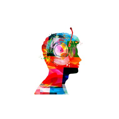 Erkek dj ile renkli soyut müzik arkaplanı