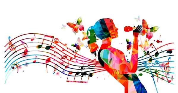 Fondo Música Abstracta Colorido Con Cantante Femenina — Archivo Imágenes Vectoriales
