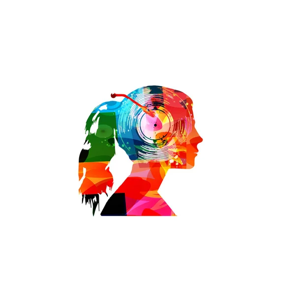 Fond Musical Abstrait Coloré Avec Féminin — Image vectorielle
