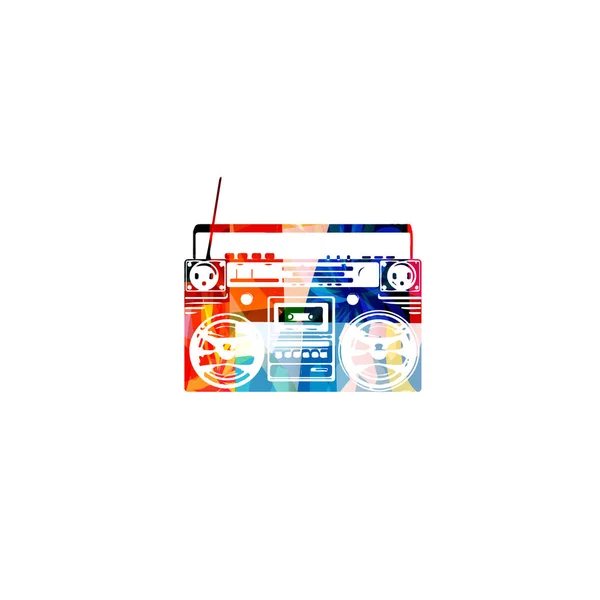 白い背景に隔離された虹色のレトロスタイルのラジオ ヴィンテージラジオ受信機ベクトルイラスト — ストックベクタ