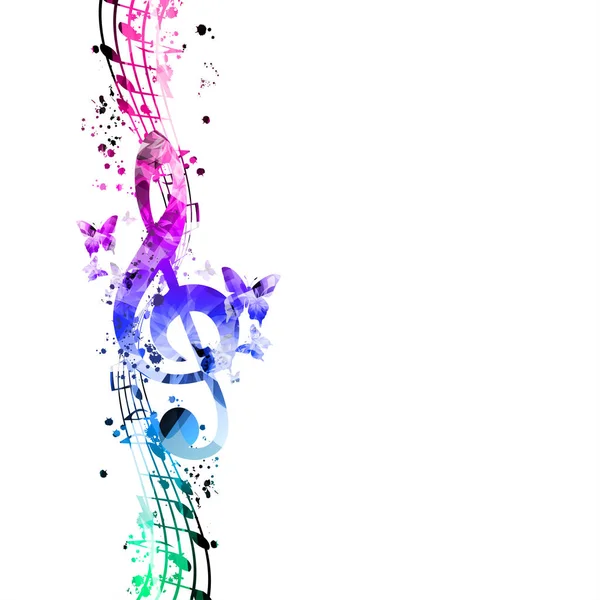 Disegno Poster Musicale Con Note Musicali Pentagramma Chiave Colore Viola — Vettoriale Stock