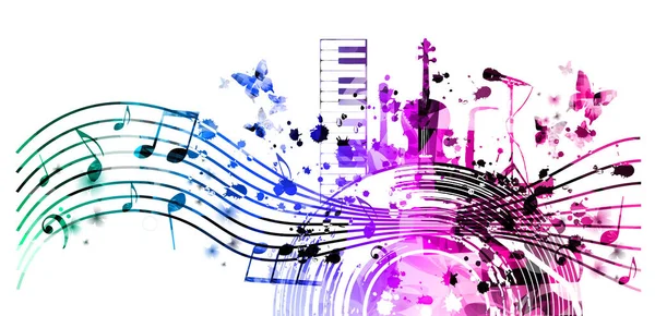Affiche Musicale Avec Instruments Musique Notes Disque Vinyle Isolé Dans — Image vectorielle
