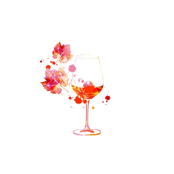 Elegant Wine Glass Flowers Leaves White Background Floral Aroma Wine — Stok Vektör
