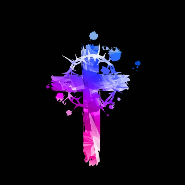 Croce Cristiana Con Corona Spine Illustrazione Vettoriale Isolata Religione Design — Vettoriale Stock