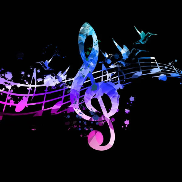 Cartel Musical Colorido Con Personal Notas Musicales Ilustración Vectorial Aislada — Vector de stock