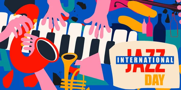 Αφίσα Τζαζ Μουσικής Για Την Παράσταση Της Μπάντας Πολύχρωμο Υπόβαθρο — Διανυσματικό Αρχείο