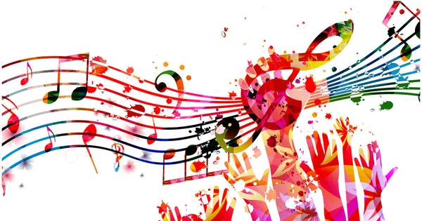 Кольоровий Музичний Плакат Clef Векторною Ілюстрацією Музичних Інструментів Грайливе Тло — стоковий вектор