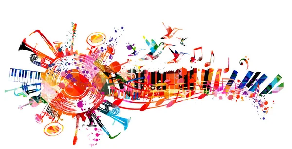 Anahtarı Müzik Aletleri Vektör Illüstrasyonlu Renkli Bir Poster Canlı Konser — Stok Vektör