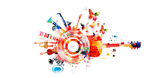 Bright colorful music theme vector illustration