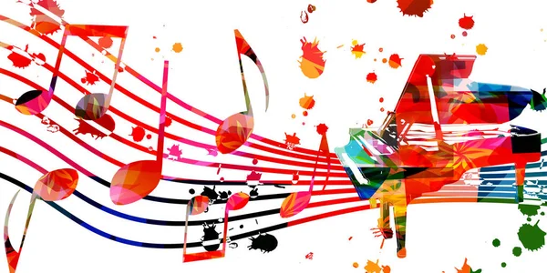Cartel Musical Colorido Con Notas Instrumentos Musicales Ilustración Vectorial Fondo — Vector de stock