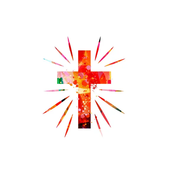 Abstract Colorful Background Cross Religious Concept — Stock Vector