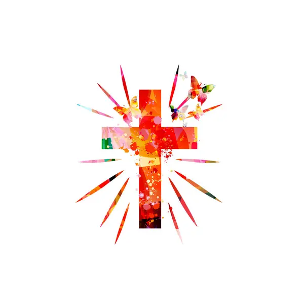 Abstract Colorful Background Cross Religious Concept — Stock Vector