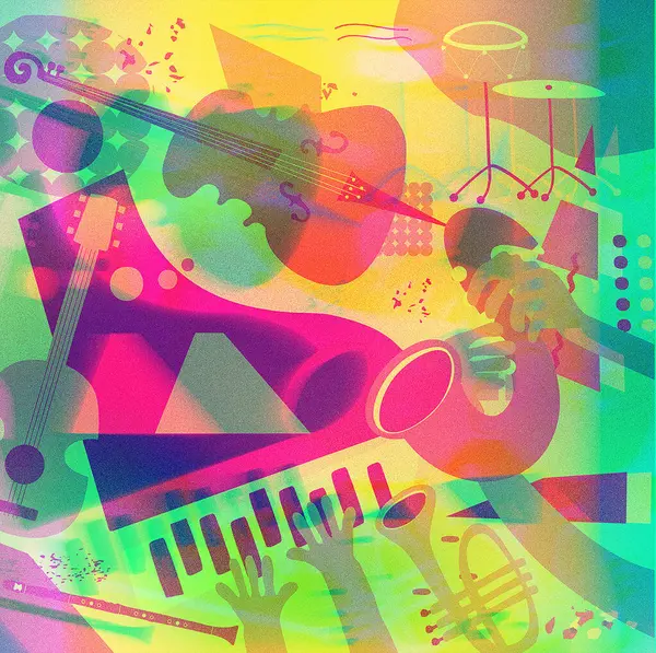 Abstracte Achtergrond Met Kleurrijke Muziek Elementen — Stockfoto