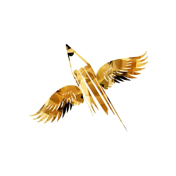 创意写作概念 有翅膀的铅笔 — 图库矢量图片