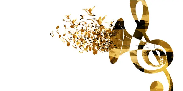 Векторная Иллюстрация Стиле Креативной Музыки Золотой Граммофон Музыкальным Персоналом Нотным — стоковый вектор