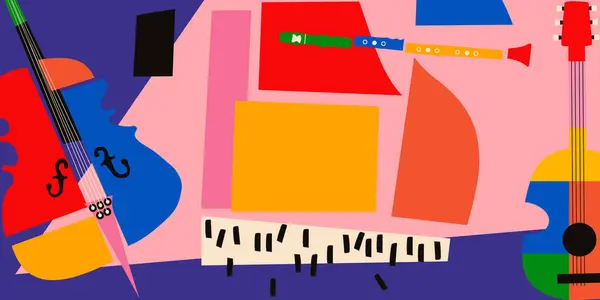 Affiche Session Jazz Multicolore Dessinée Main Brochure Promotionnelle Invitation Artistique — Image vectorielle