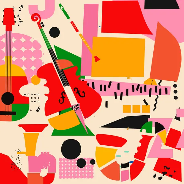 Fond Musical Abstrait Avec Instruments — Image vectorielle