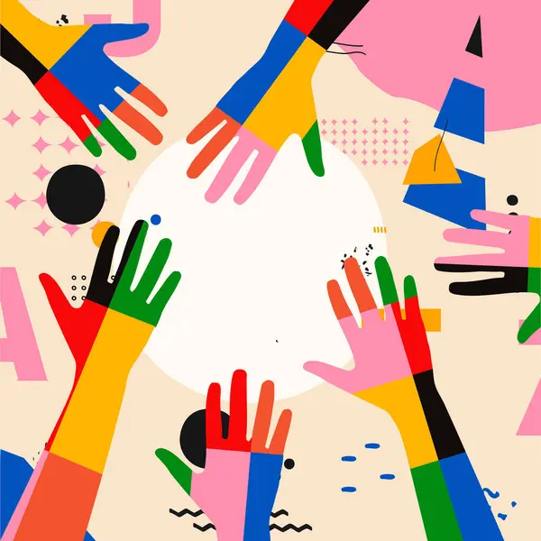 Ilustração Vetorial Mãos Humanas Coloridas Conceitos Caridade Ajuda Voluntariado Assistência Vetor De Stock