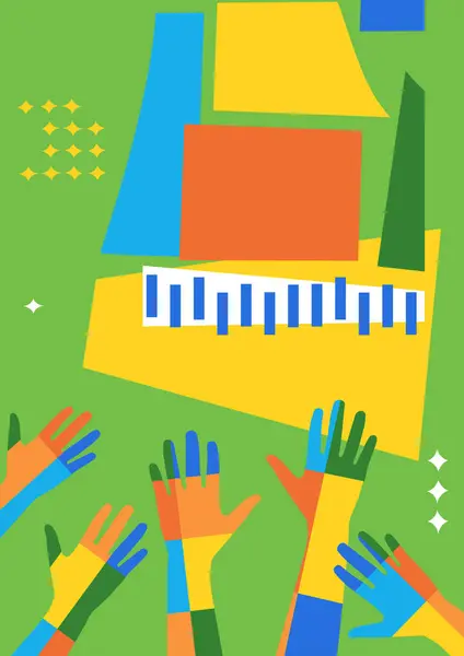 Fundo Verão Com Mãos Banner Colagem Simples Ilustração De Stock