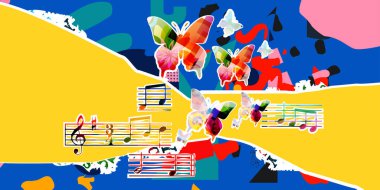 Colorful music background. Vector illustration clipart