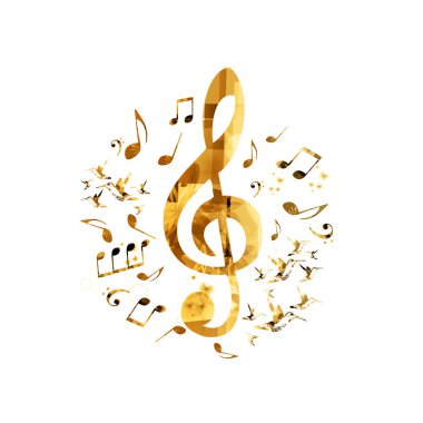 Renkli notalar ve müzik anahtarıyla renk vektörü soyut arkaplan