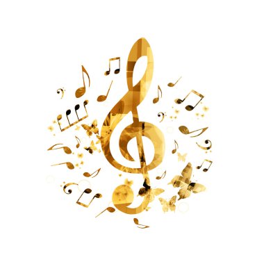 Renkli notalar ve müzik anahtarıyla renk vektörü soyut arkaplan