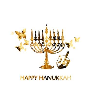 Golden Hanukkah menorah with candles clipart