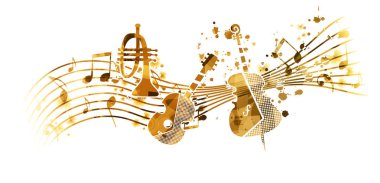 Müzik Enstrümanlarıyla Renkli Soyut Caz Kolajı Sanat Vektörü İllüstrasyonu