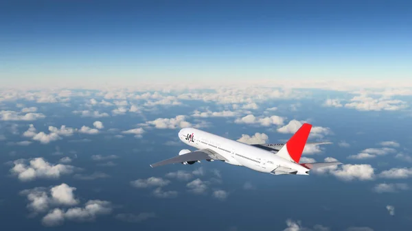 상업용 777 200 Jal 비행기가 하늘을 2022 — 스톡 사진