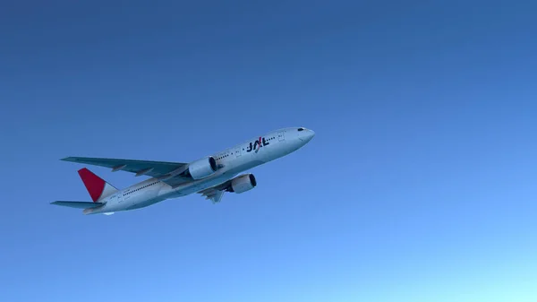 Boeing 777 200 Jal Survolant Ciel Bleu Oct 2022 Tokyo — Photo