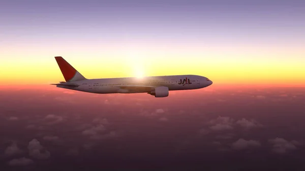 상업용 777 200 Jal 플라잉 놀라운 2022 — 스톡 사진