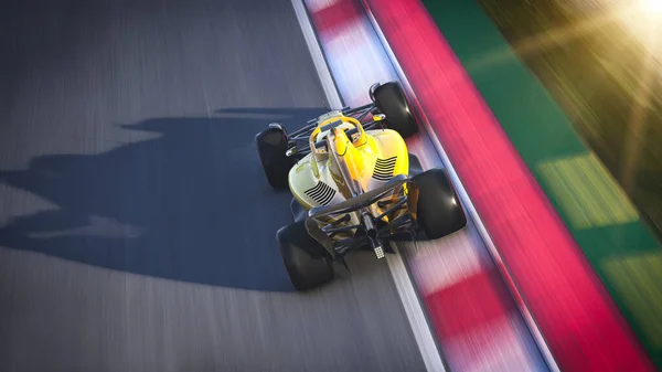パンニングショットで黄色のレーシングカー3Dイラスト — ストック写真