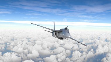 Militar aircraft flying over the clouds  clipart