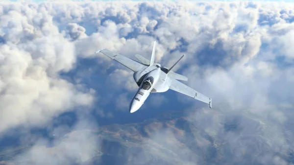 雲の上を飛ぶ軍用機 — ストック写真