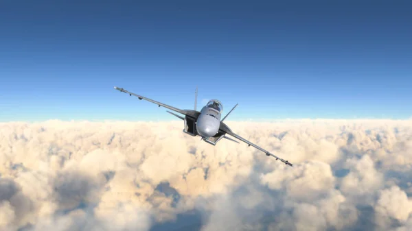 Aeronaves Militares Voando Sobre Nuvens — Fotografia de Stock