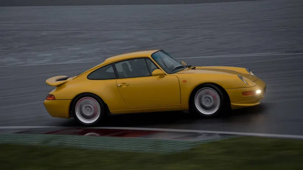 Yellow Porsche Panning Illustrazione Mar 2023 Monza Italia — Foto Stock