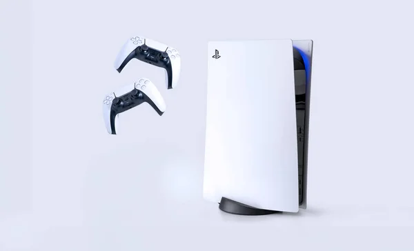 Bílé Playstation Dual Sense Řadiče Ilustrace Sep 2023 Sao Paulo — Stock fotografie