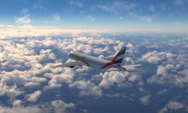 Emirlik Boeing 777 gökyüzünde uçuyor, 19 Mar, 2024, Dubai, Birleşik Arap Emirlikleri