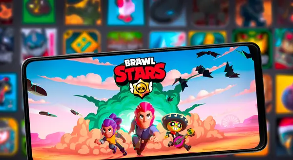 stock image Brawl Stars mobile game running on Smartphone screen, 2 May, 2024, Sao Paulo, Brazil.