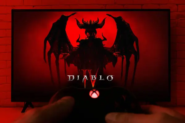 stock image Playing Diablo 4 with Xbox controller, 2 May, 2024, Sao Paulo, Brazil.