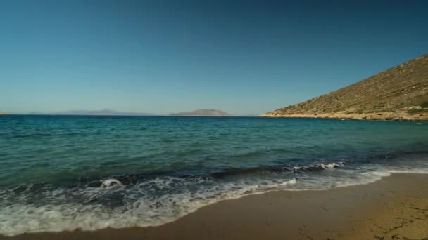 Υπέροχη Θέα Στην Πανέμορφη Γαλαζοπράσινη Παραλία Της Αγίας Θεοδότης Στην — Αρχείο Βίντεο
