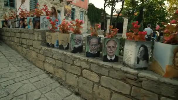 Afitos Greece August 2022 View Various Flower Vases Decorated Paintings — Video