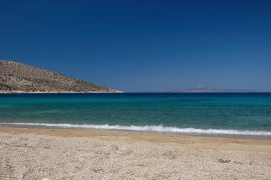 The amazing sandy and turquoise beach of Agia Theodoti in Ios Cyclades Greece