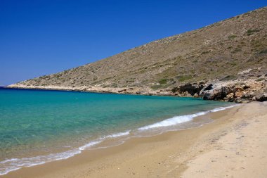 The amazing sandy and turquoise beach of Agia Theodoti in Ios Cyclades Greece