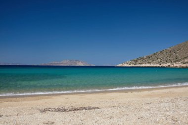 The amazing sandy and turquoise beach of Agia Theodoti in Ios Cyclades Greece