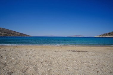 The amazing sandy and turquoise beach of Agia Theodoti in Ios Cyclades Greece