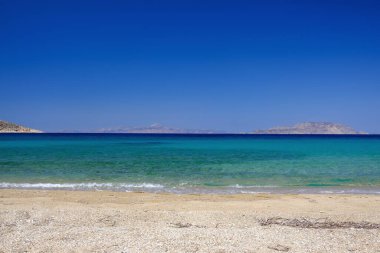 The amazing sandy and turquoise beach of Agia Theodoti in Ios Cyclades Greece